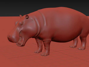 super hipopotam 8k - animowany Model 3D