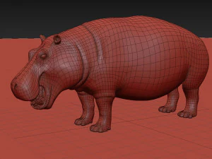 super hipopotam 8k - animowany Model 3D