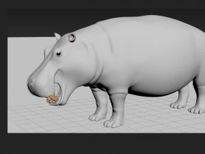 super hipopotam 8k - animowany Model 3D