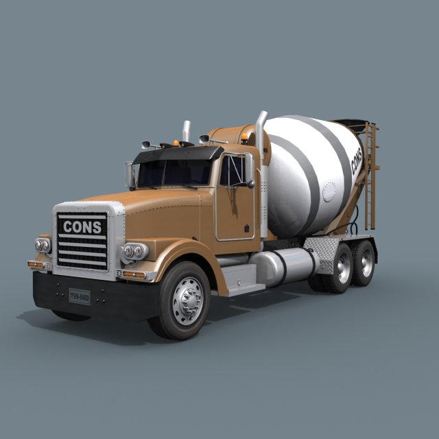 fine cement truck - 3d animated mixer model 3D Model .c4d .max .obj .3ds .fbx .stl .blend 