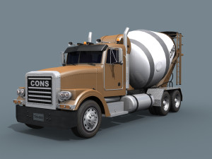 fine cement truck - 3d animated mixer model 3D Model