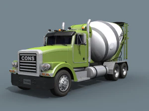 fine cement truck - 3d animated mixer model 3D Model