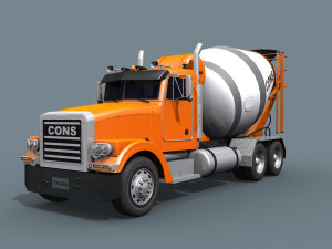 fine cement truck - 3d animated mixer model 3D Model