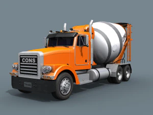 fine cement truck - 3d animated mixer model 3D Model