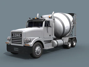 fine cement truck - 3d animated mixer model 3D Model