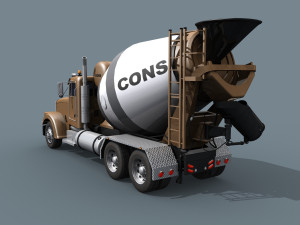 fine cement truck - 3d animated mixer model 3D Model