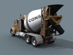 fine cement truck - 3d animated mixer model 3D Model
