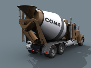 fine cement truck - 3d animated mixer model 3D Model