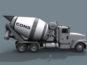 fine cement truck - 3d animated mixer model 3D Model