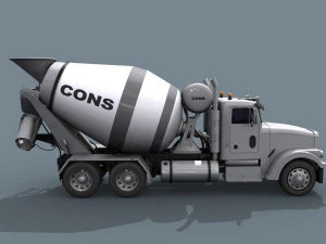 fine cement truck - 3d animated mixer model 3D Model