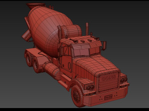fine cement truck - 3d animated mixer model 3D Model