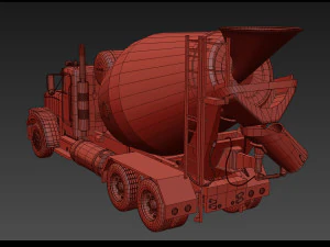 fine cement truck - 3d animated mixer model 3D Model