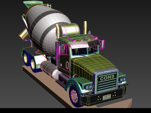 fine cement truck - 3d animated mixer model 3D Model