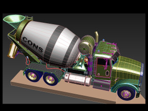 fine cement truck - 3d animated mixer model 3D Model