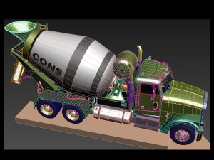 fine cement truck - 3d animated mixer model 3D Model