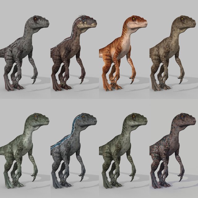 extreme raptor collection - 8k 3D Model .c4d .max .obj .3ds .fbx .stl .blend 