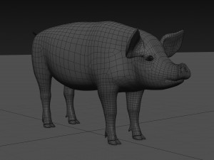 Porky the pig - animated 3d fur model Modelo 3D