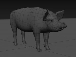 Porky the pig - animated 3d fur model 3D Model