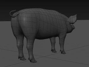 Porky the pig - animated 3d fur model 3D Model