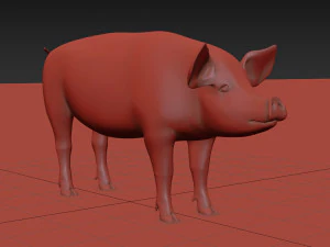 Porky the pig - animated 3d fur model 3D Model