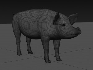 Porky the pig - animated 3d fur model Modelo 3D