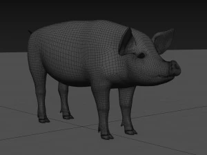 Porky the pig - animated 3d fur model 3D Model