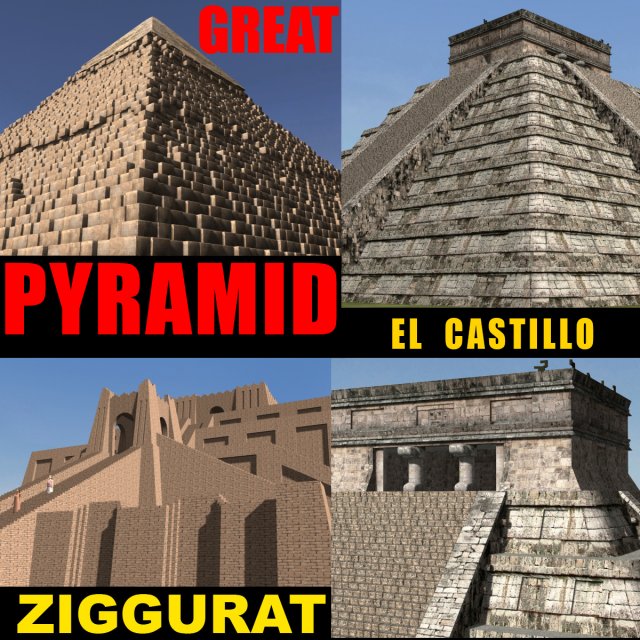 GREAT PYRAMID PACK 3D Model .c4d .max .obj .3ds .fbx .stl .blend 