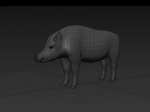 Boar Javali attacker pig - animated 3d fur model 3D Model