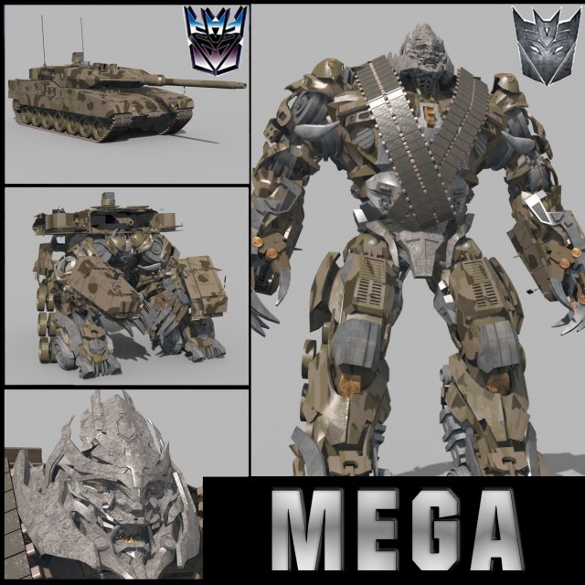 Megatron Ressurection - 3d animated transformer model Modelo 3D .c4d .max .obj .3ds .fbx .stl .blend 