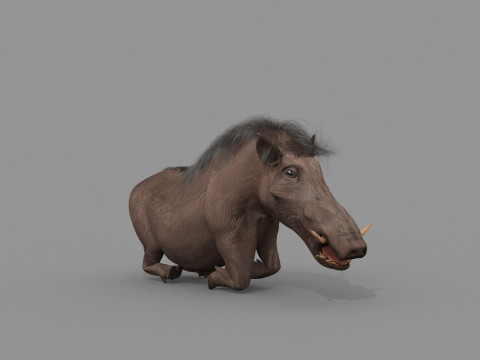 Warthog African pig - animated 3d fur model 3D मॉडल