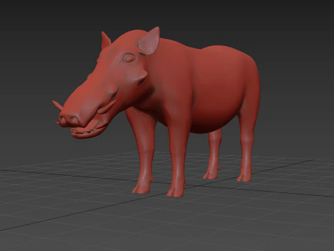 Warthog African pig - animated 3d fur model 3D Model