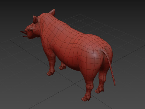 Warthog African pig - animated 3d fur model 3D मॉडल