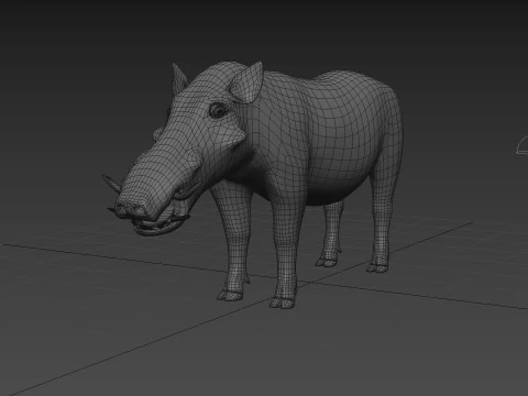 Warthog African pig - animated 3d fur model 3D Model