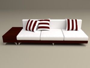 red wood couch Model 3D