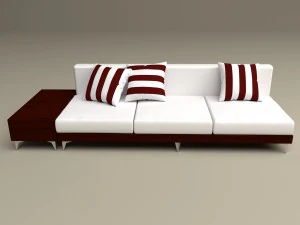 sof&aacute; de madeira vermelha Modelo 3D