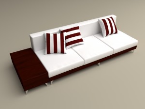 red wood couch Modelo 3D