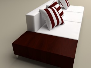 red wood couch Modelo 3D