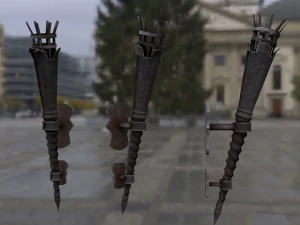 古い中世のトーチ 3Dモデル