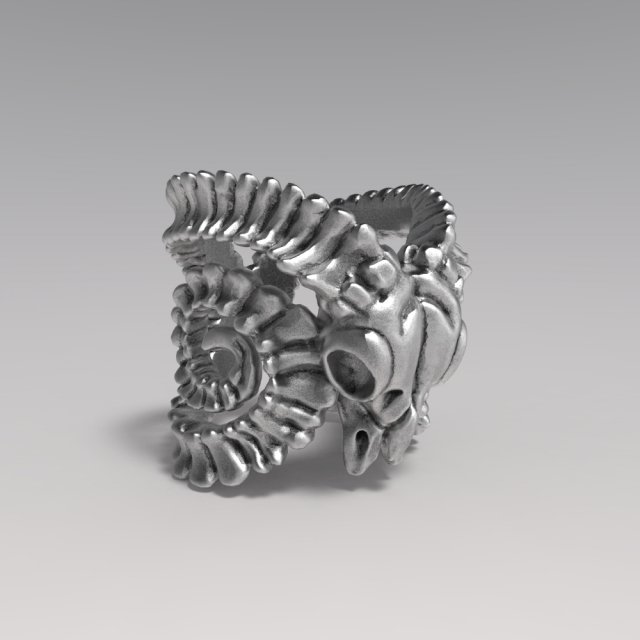 goat skull ring 3D Baskı Modeli .c4d .max .obj .3ds .fbx .stl .blend