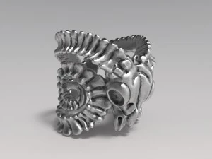 염소 해골 반지 3D 프린트 모델