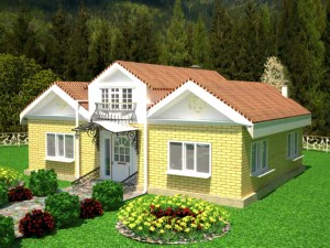 village house with landscape design 3D Model
