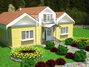 village house with landscape design 3D Model