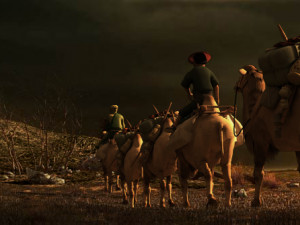 camel team in the desert Model 3D