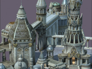 ancient city with tower Model 3D