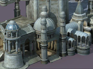 ancient city with tower 3D Model