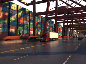 container terminals and ports 3D-Modell
