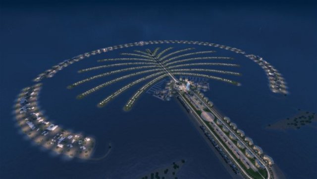 dubai palm island night scene 3D Model .c4d .max .obj .3ds .fbx .stl .blend 