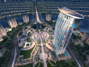 dubai palm island night scene 3D Model