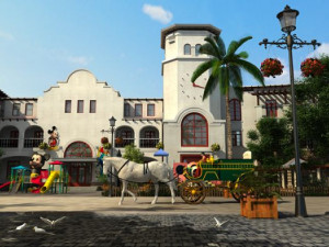 european town with carriage 3D Model