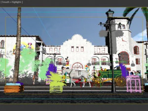 european town with carriage 3D Model